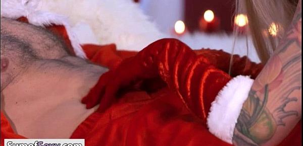  Busty blonde babe pounded by bad santa